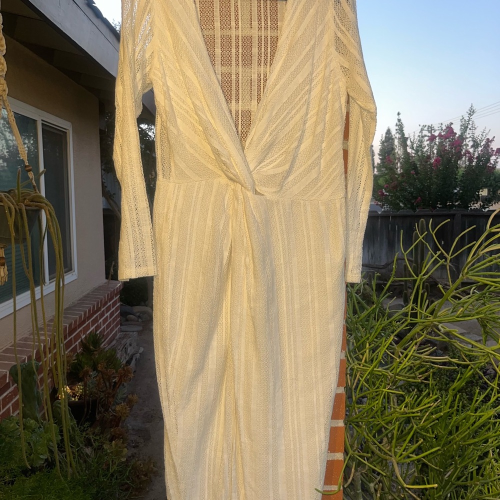 Jen's Pirate Booty Horizon Cream Long Sleeve cover up Dress